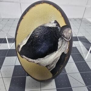 Vintage Hand Painted Emu Egg COW by Artist Sandy Knodel Signed 2004